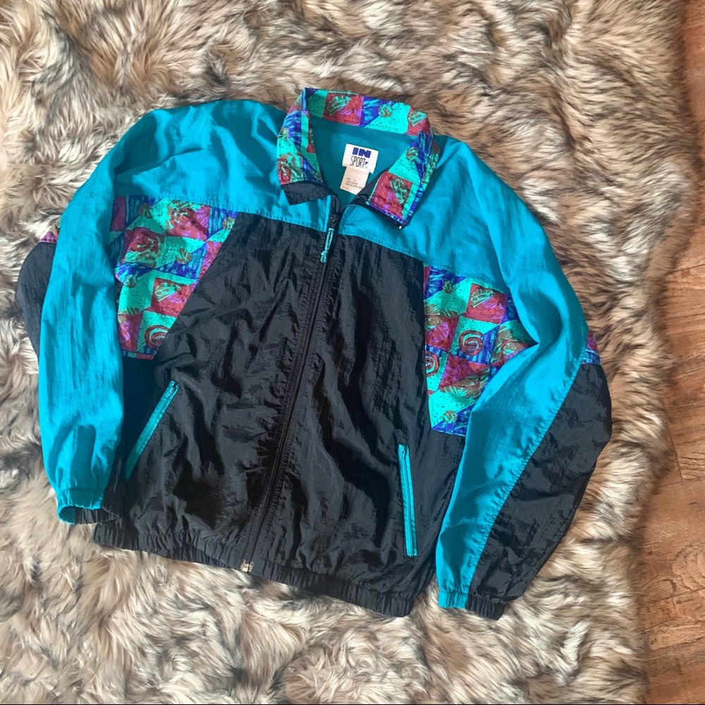 90s Retro Vintage IN Sports M Windbreaker Jacket